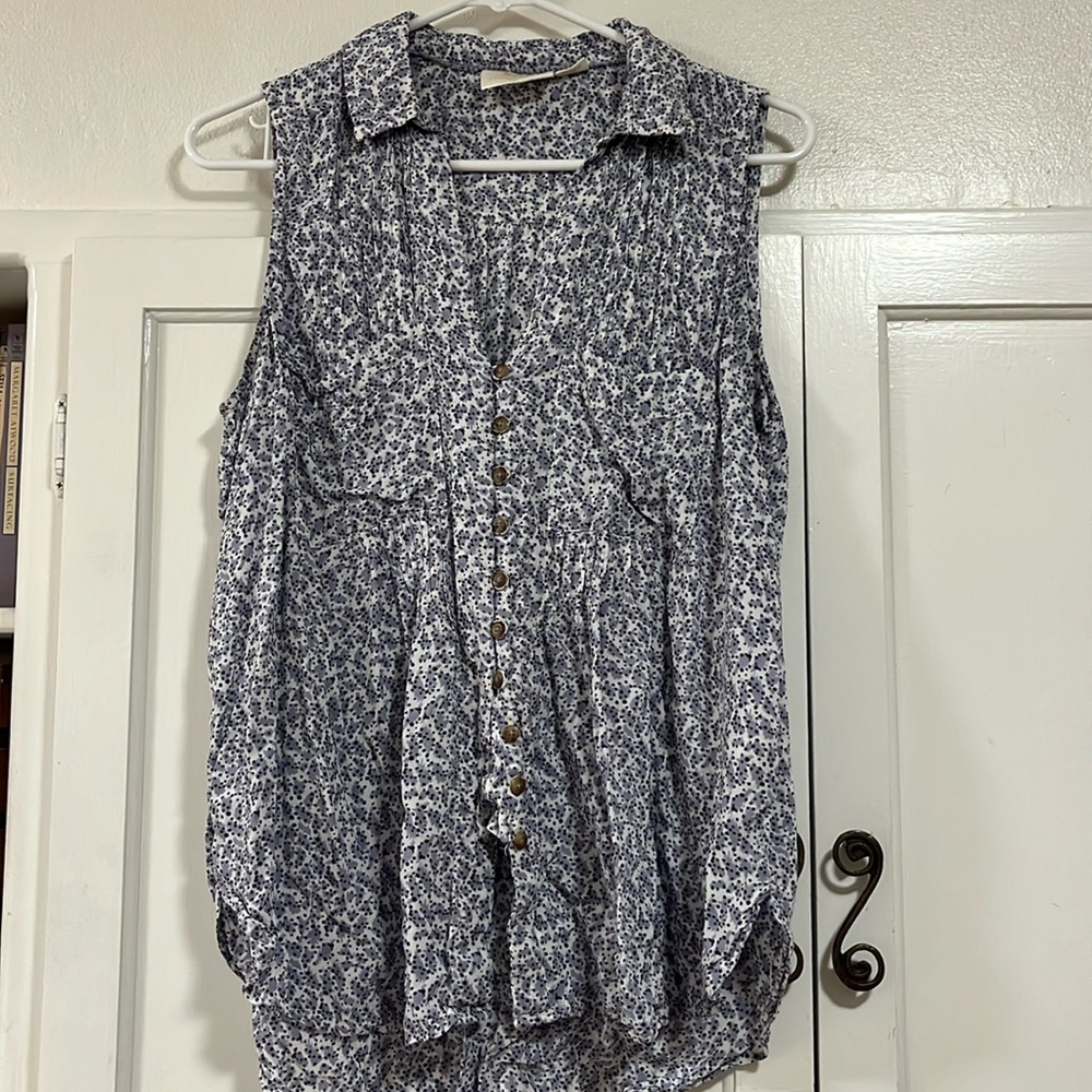 Maeve lilac and white collared blouse